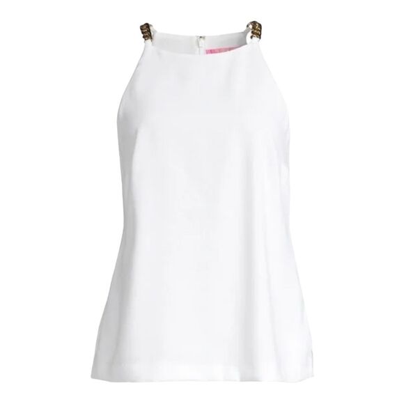 NEW! Lilly Pulitzer Women's Adrienne Halter Tank Top Resort White Size 10 NWT - Picture 4 of 11